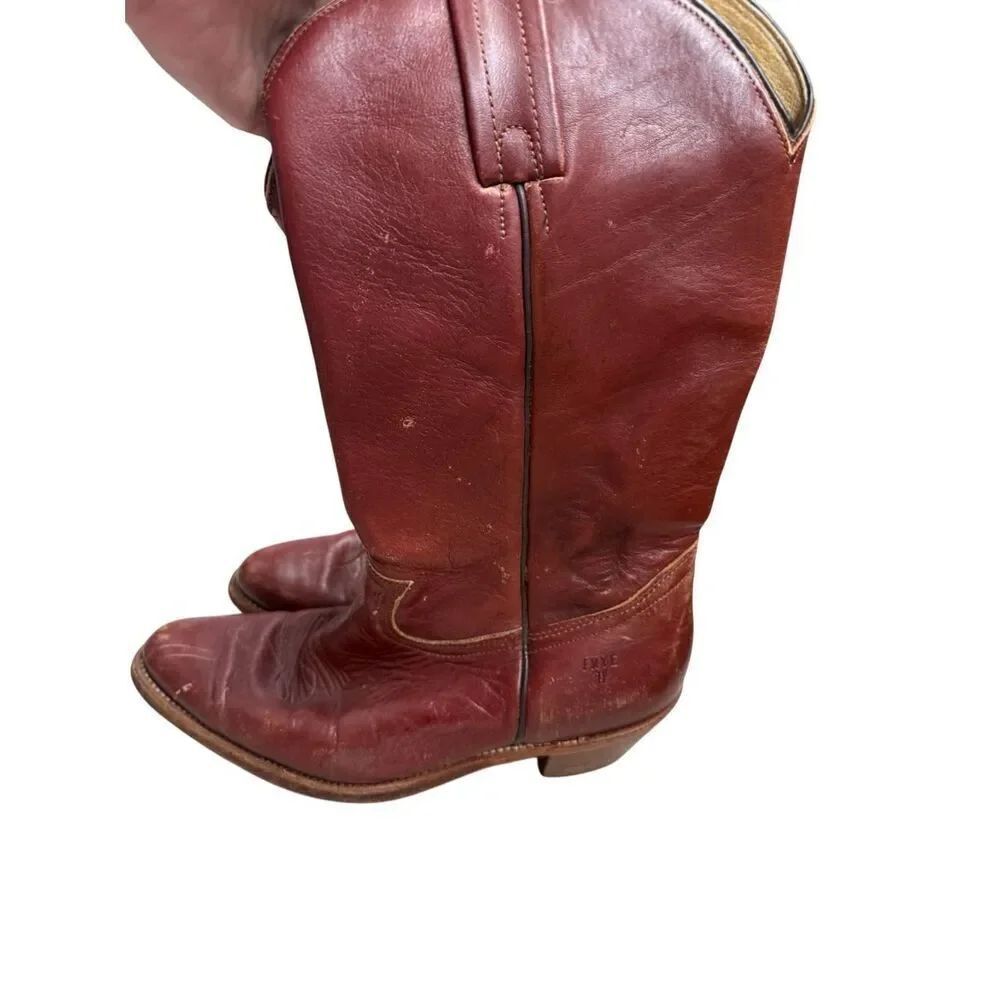 Frye Men's Size 10D Billy Western Cowboy Boots Oxblood Red Leather 2350 Made USA